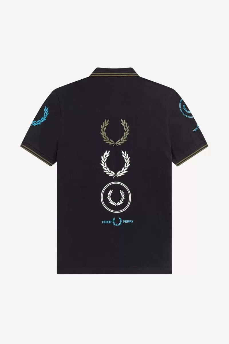 polo fred perry graphic branded para hombre color negro