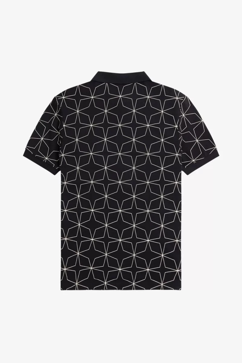 polo geométrico fred perry para hombre color negro