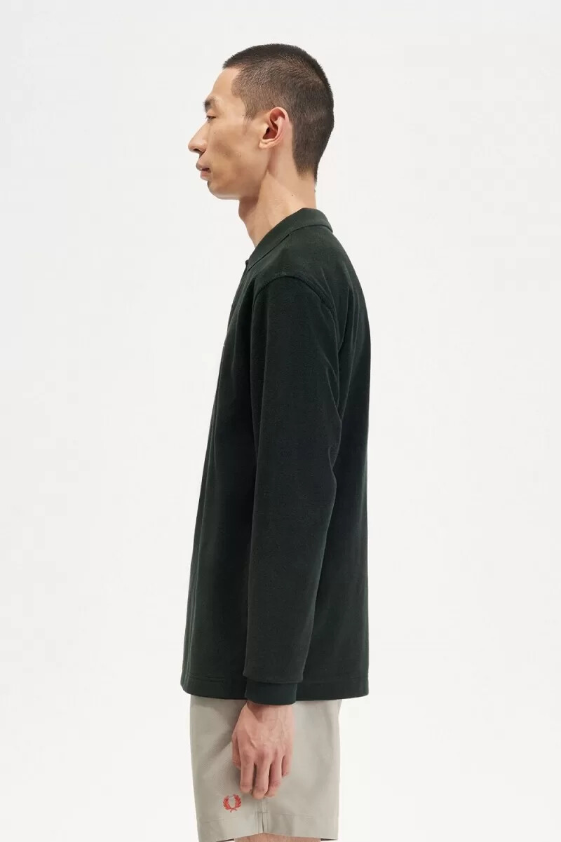 polo fred perry relaxed towelling para hombre verde noche
