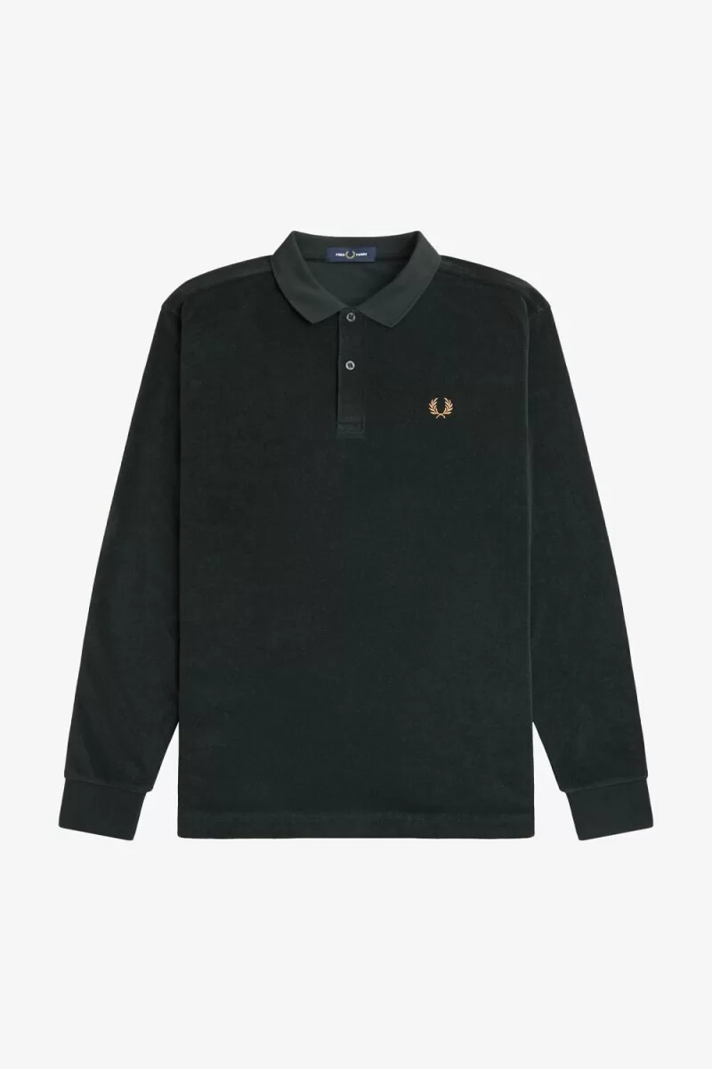 polo fred perry relaxed towelling para hombre verde noche