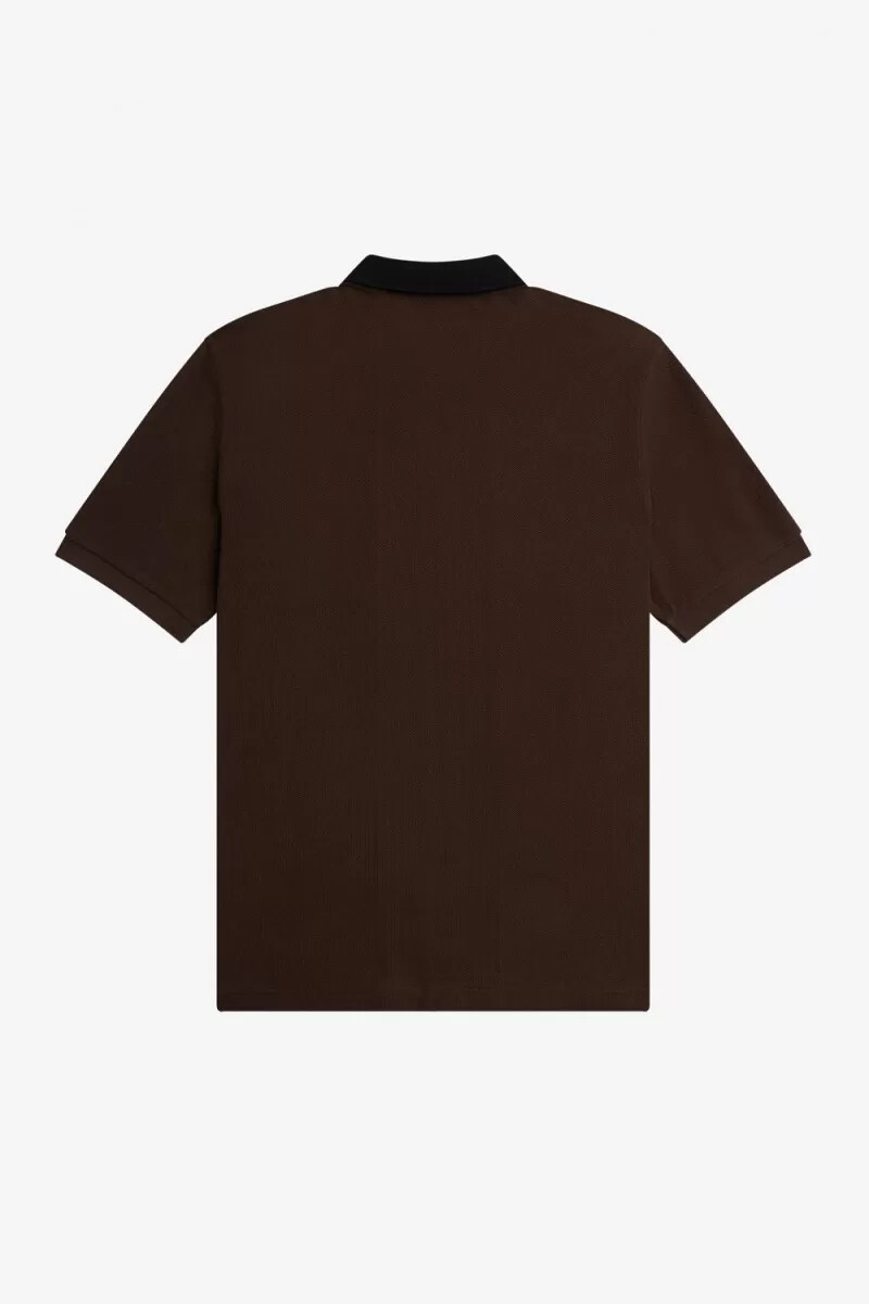 polo fred perry con cremallera para hombre color tabaco quemado