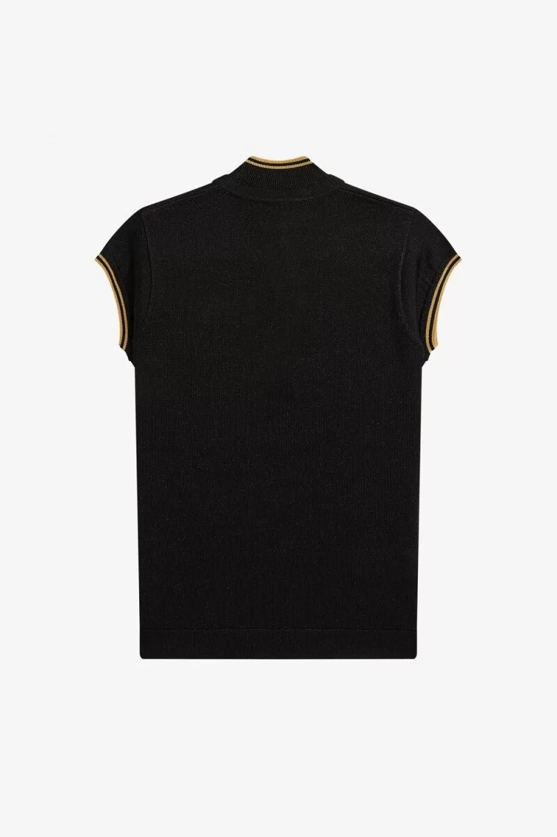 polo de punto metalizado fred perry para mujer color negro