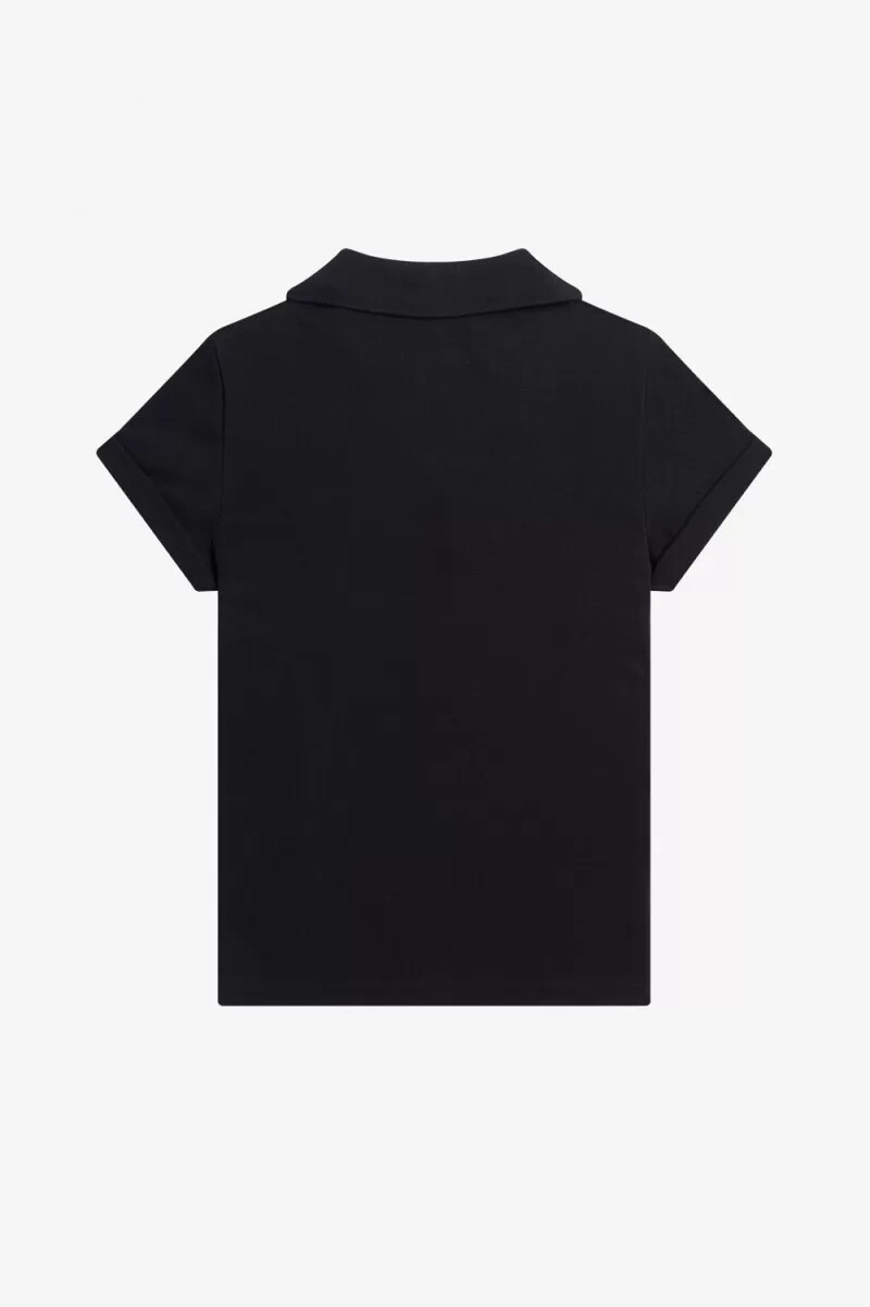 polo fred perry de piqué con cuello abierto para mujer color negro