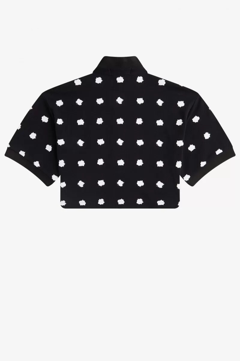 polo de piqué con estampado de lunares de fred perry para mujer color negro