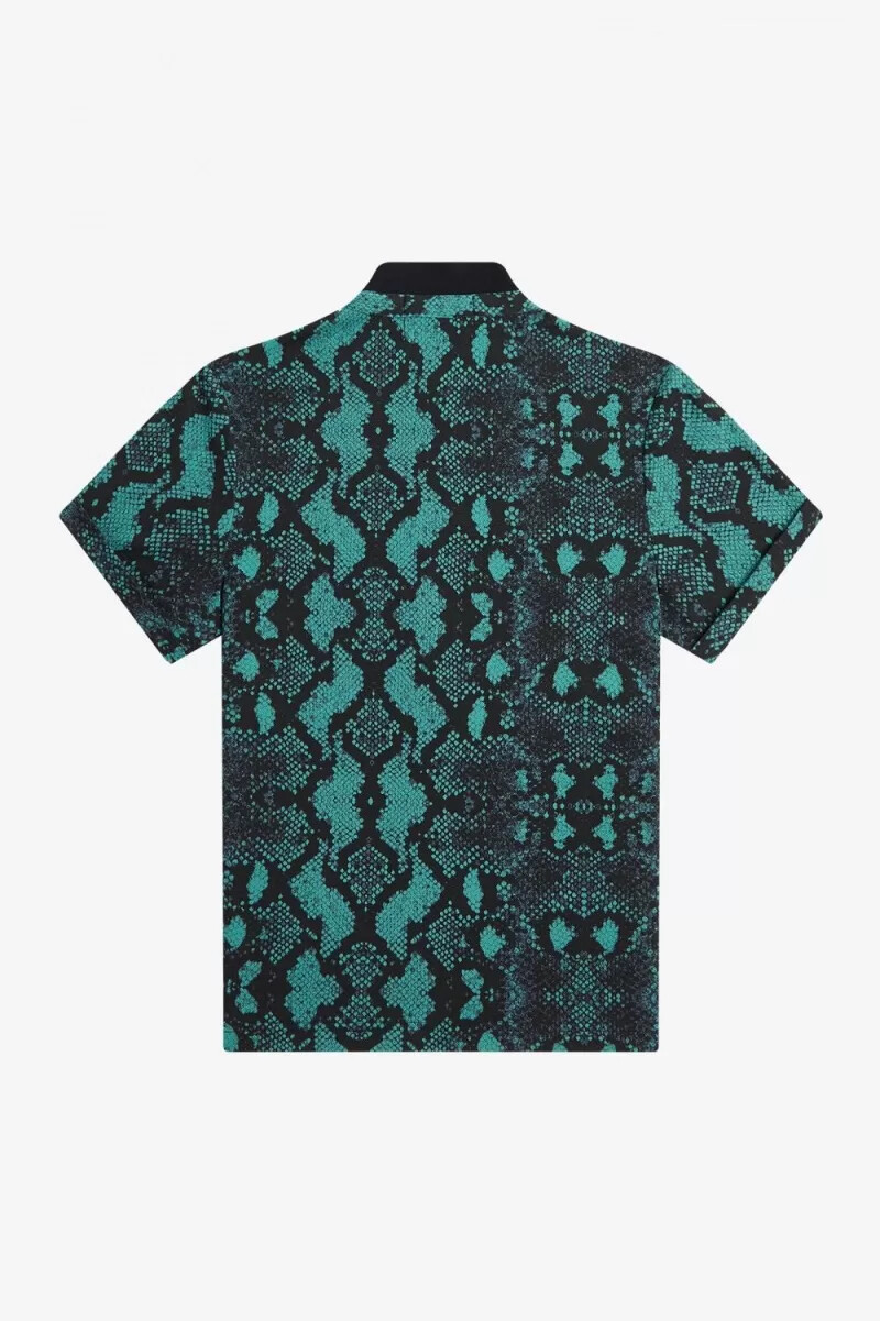polo fred perry con estampado de serpiente para mujer en color menta intenso