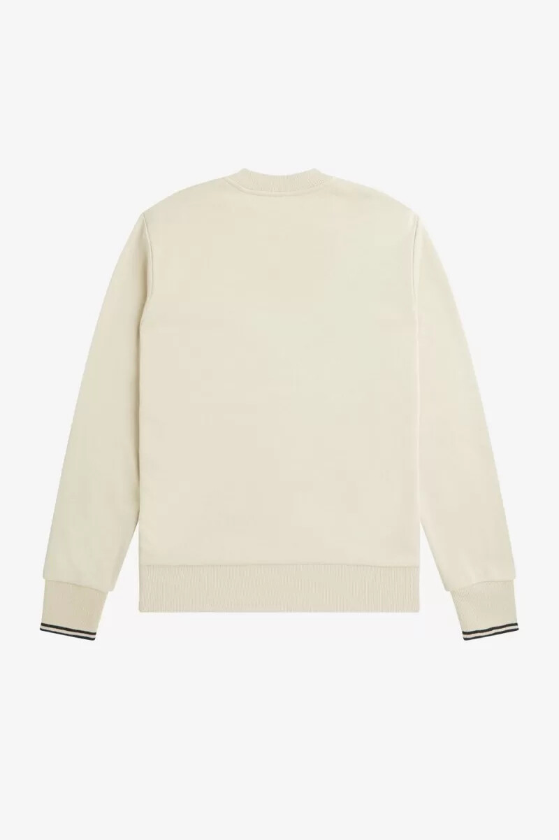 sudadera fred perry con cuello redondo para hombre en color avena y negro