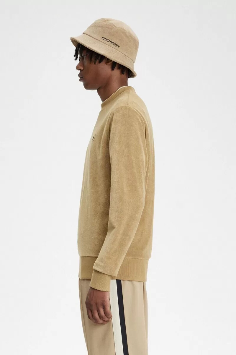 sudadera fred perry de cuello redondo de toalla para hombre verde