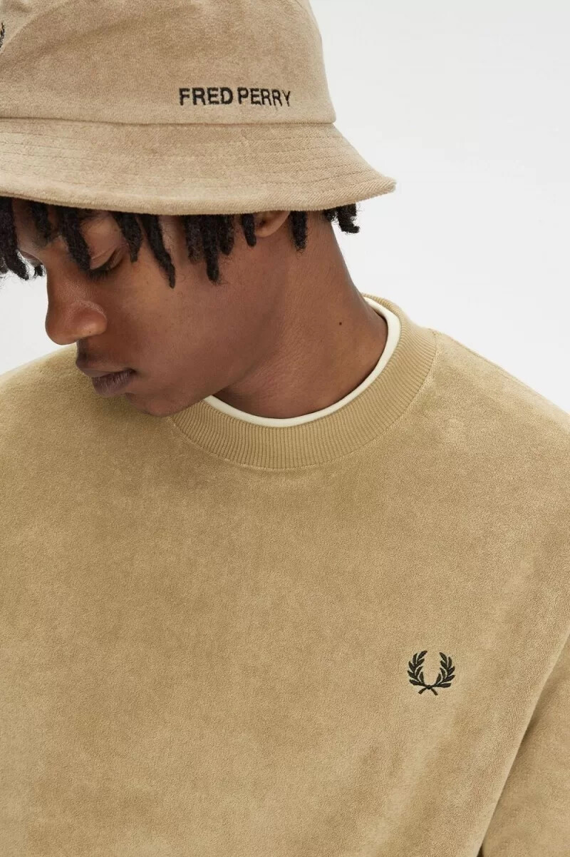 sudadera fred perry de cuello redondo de toalla para hombre verde