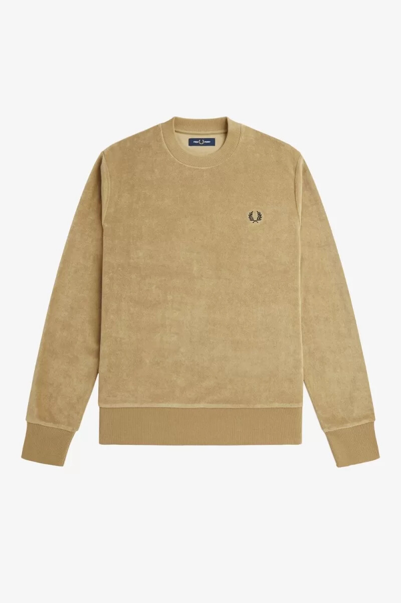 sudadera fred perry de cuello redondo de toalla para hombre verde