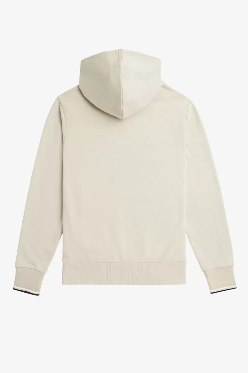 sudadera con capucha y ribete de fred perry para hombre color avena y negro