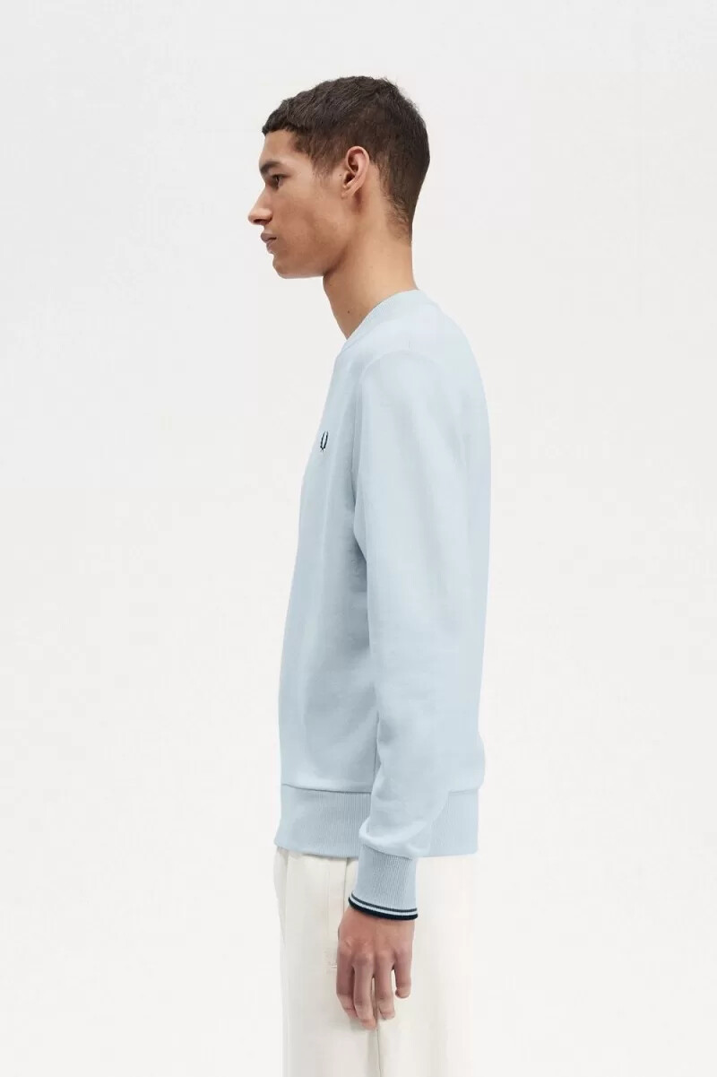 sudadera fred perry con cuello redondo para hombre en color aguamarina claro