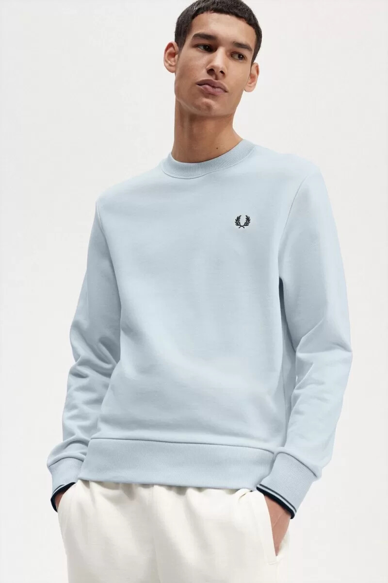 sudadera fred perry con cuello redondo para hombre en color aguamarina claro