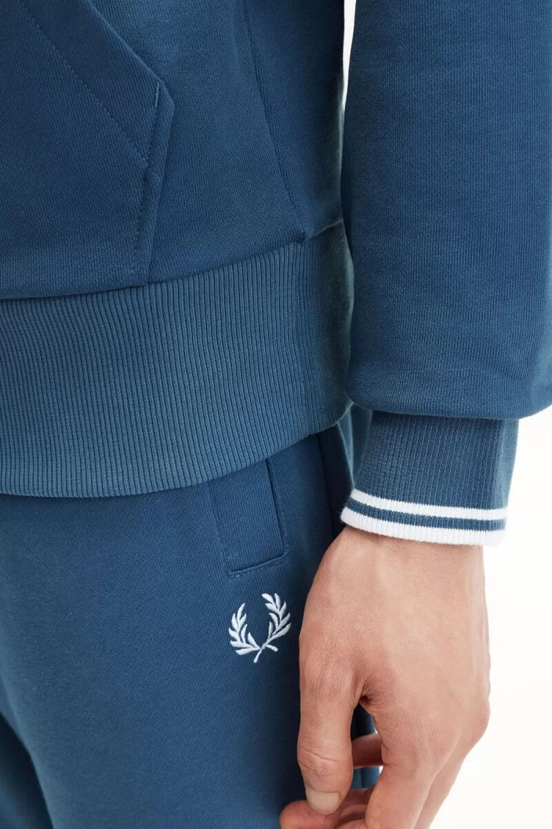 sudadera con capucha y ribete de fred perry para hombre azul medianoche aguamarina claro