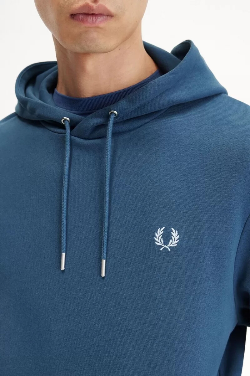 sudadera con capucha y ribete de fred perry para hombre azul medianoche aguamarina claro
