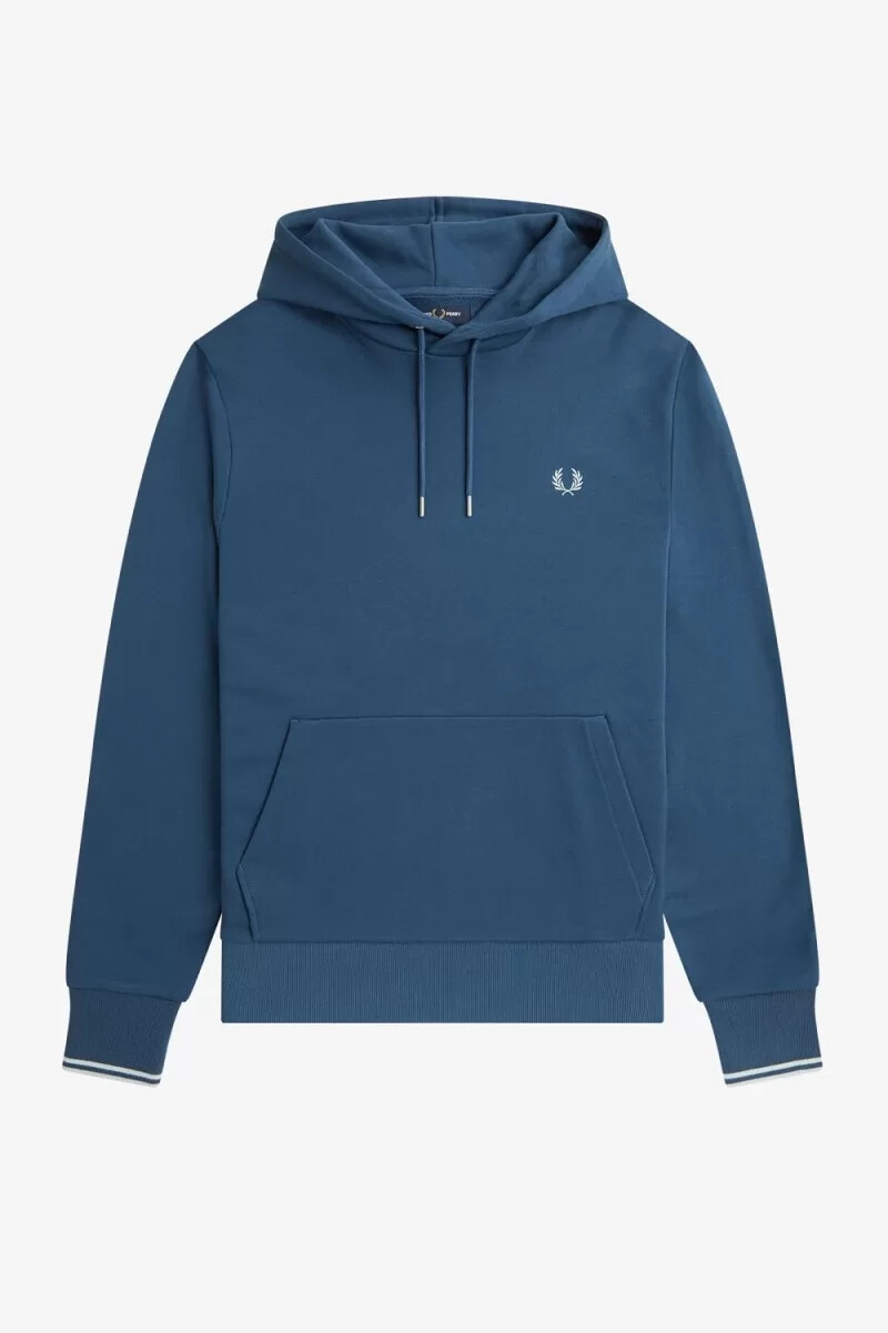 sudadera con capucha y ribete de fred perry para hombre azul medianoche aguamarina claro