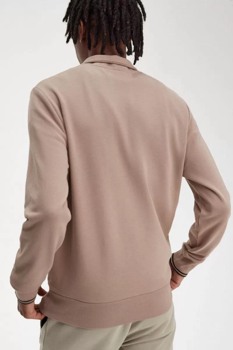 sudadera fred perry con media cremallera para hombre color rosa oscuro y negro