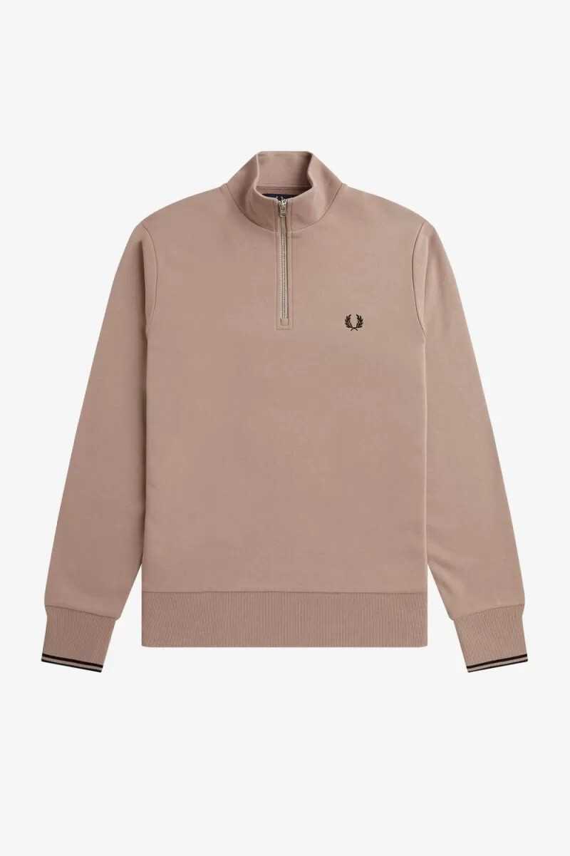 sudadera fred perry con media cremallera para hombre color rosa oscuro y negro