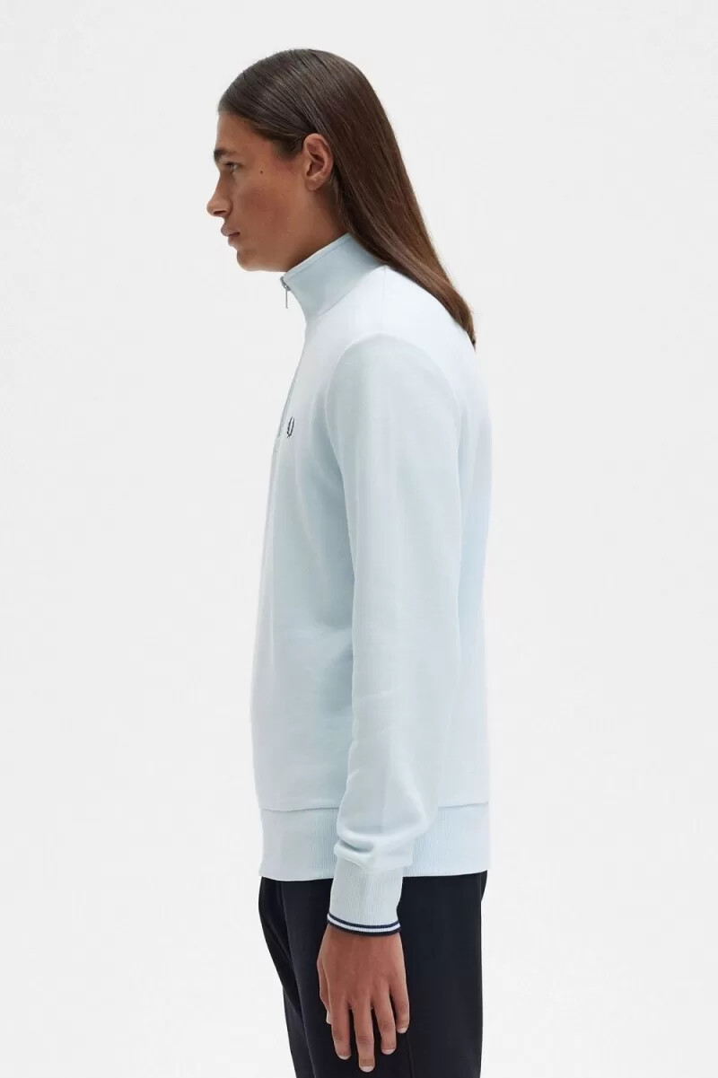 sudadera fred perry con media cremallera para hombre en color aguamarina claro