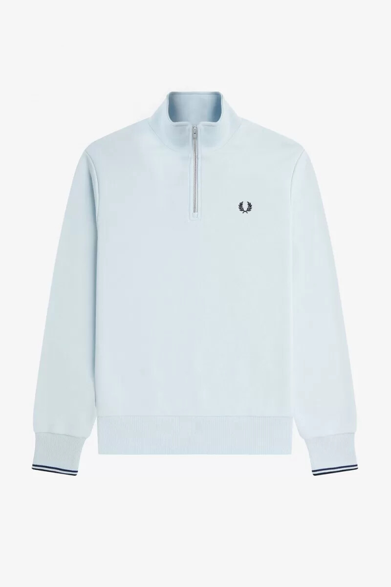 sudadera fred perry con media cremallera para hombre en color aguamarina claro