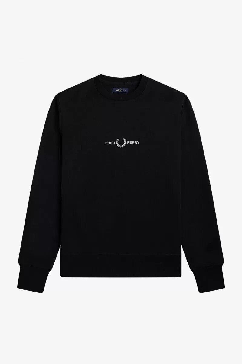 sudadera negra bordada de fred perry para hombre