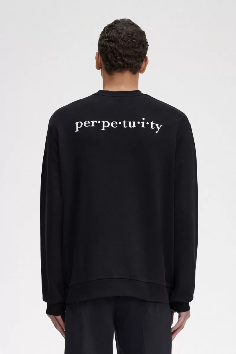 sudadera negra bordada de fred perry para hombre
