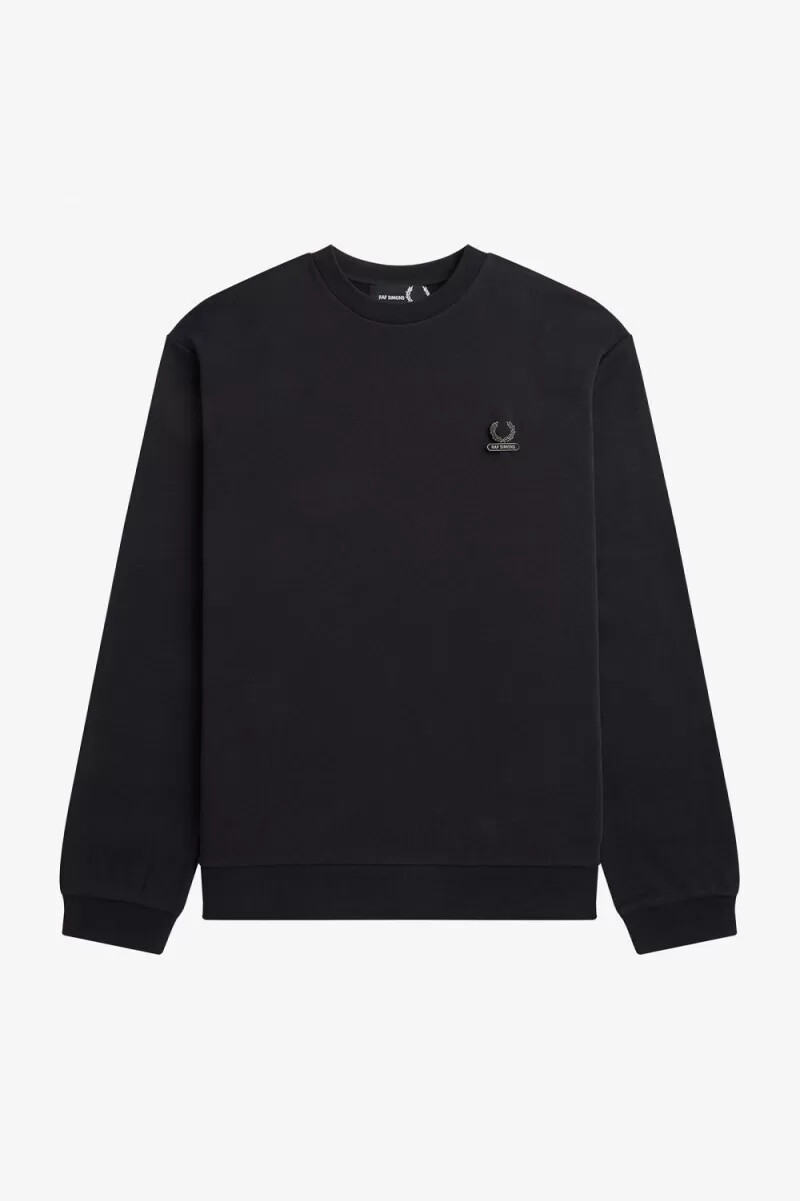 sudadera negra bordada de fred perry para hombre