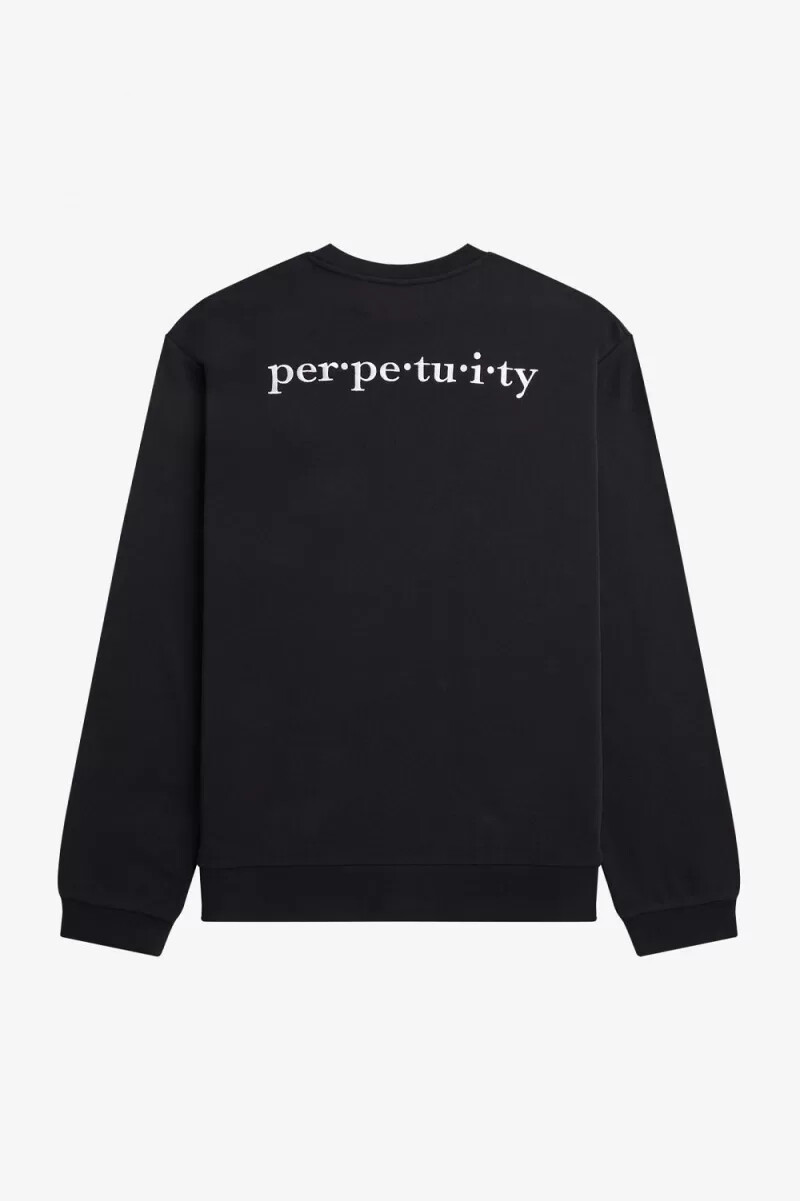 sudadera negra bordada de fred perry para hombre