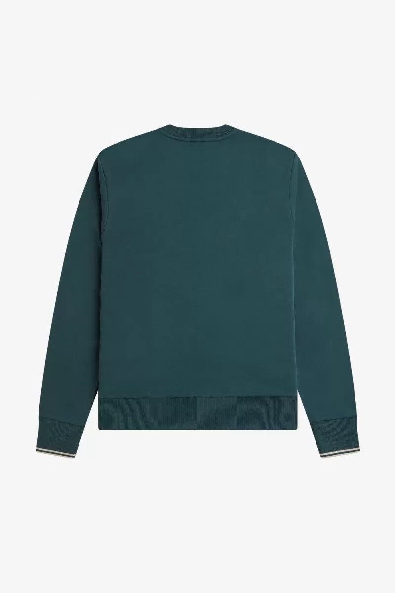 sudadera fred perry de cuello redondo para hombre en azul petróleo