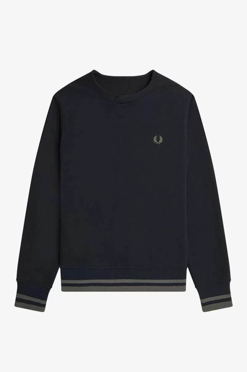sudadera fred perry con detalle de canalé para hombre color negro