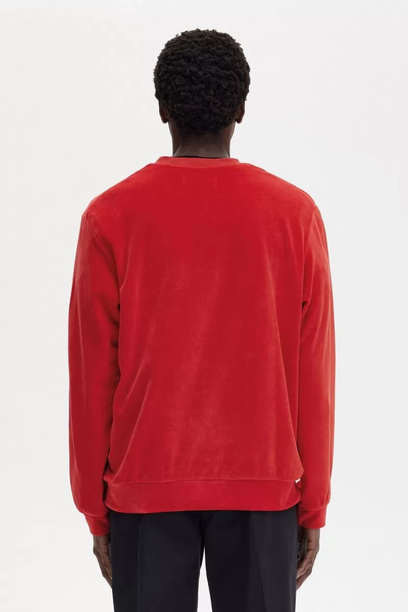 sudadera fred perry de terciopelo para hombre en rojo