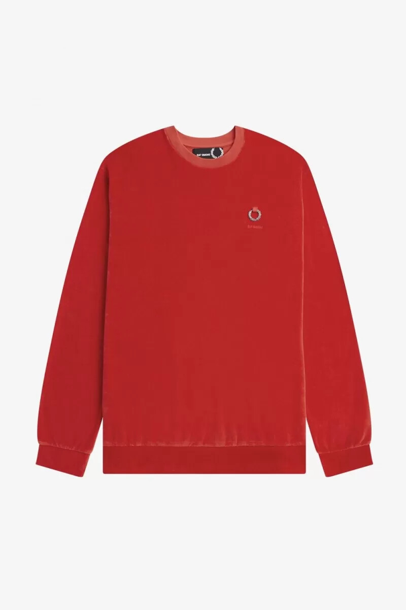 sudadera fred perry de terciopelo para hombre en rojo
