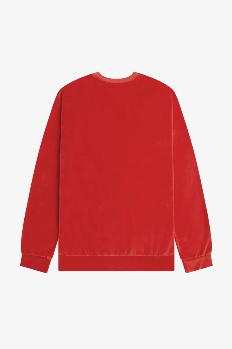 sudadera fred perry de terciopelo para hombre en rojo