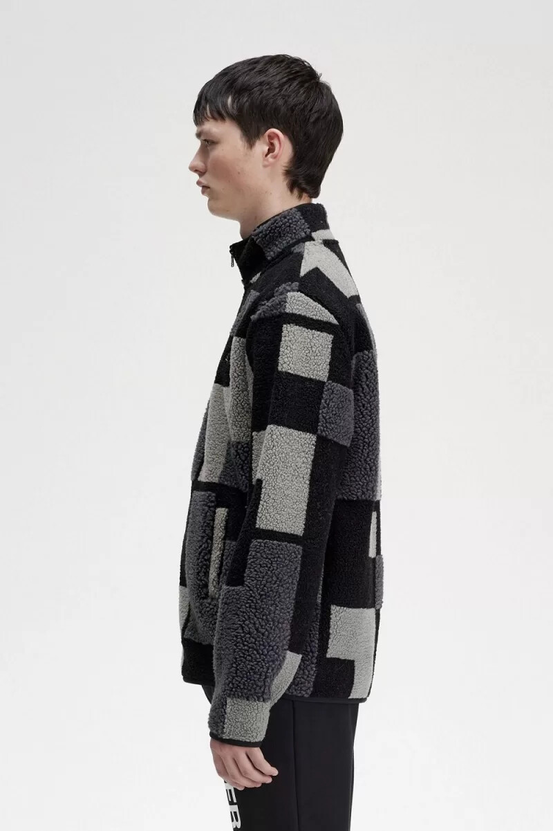 sudadera fred perry pixel borg fleece para hombre negra