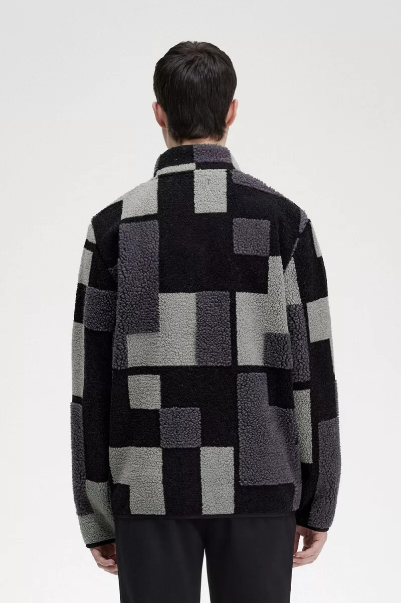 sudadera fred perry pixel borg fleece para hombre negra