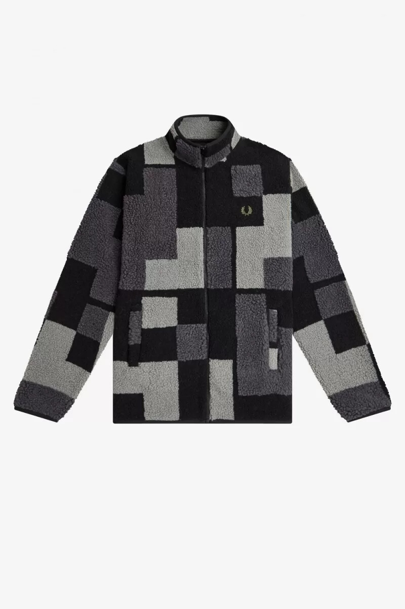 sudadera fred perry pixel borg fleece para hombre negra