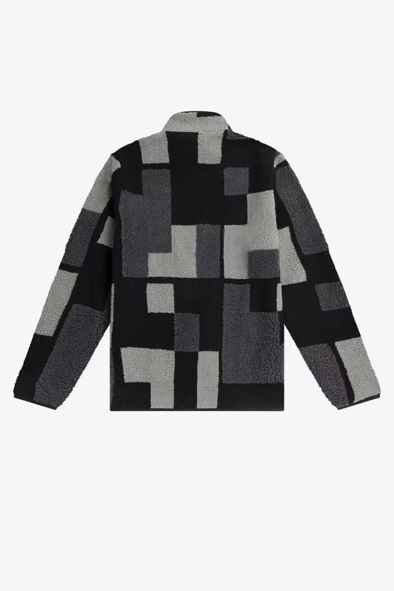 sudadera fred perry pixel borg fleece para hombre negra