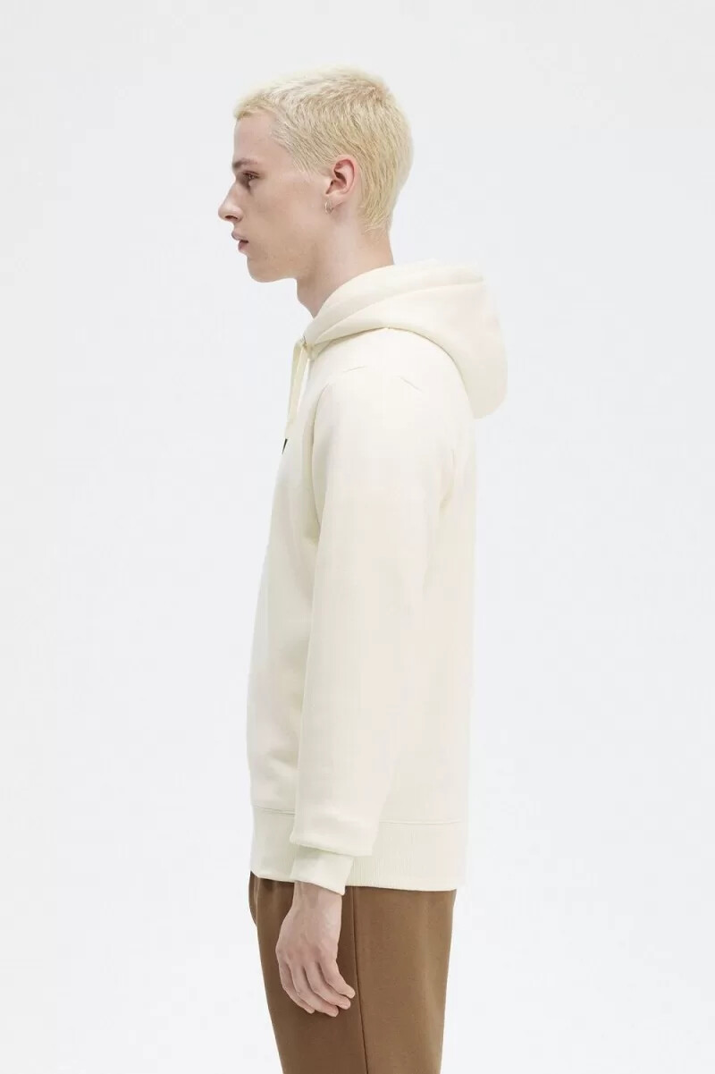 sudadera con capucha bordada fred perry para hombre en beige