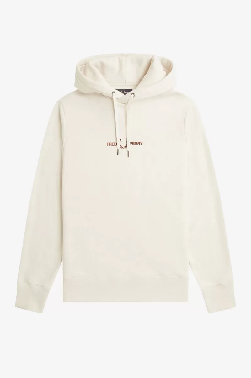sudadera con capucha bordada fred perry para hombre en beige