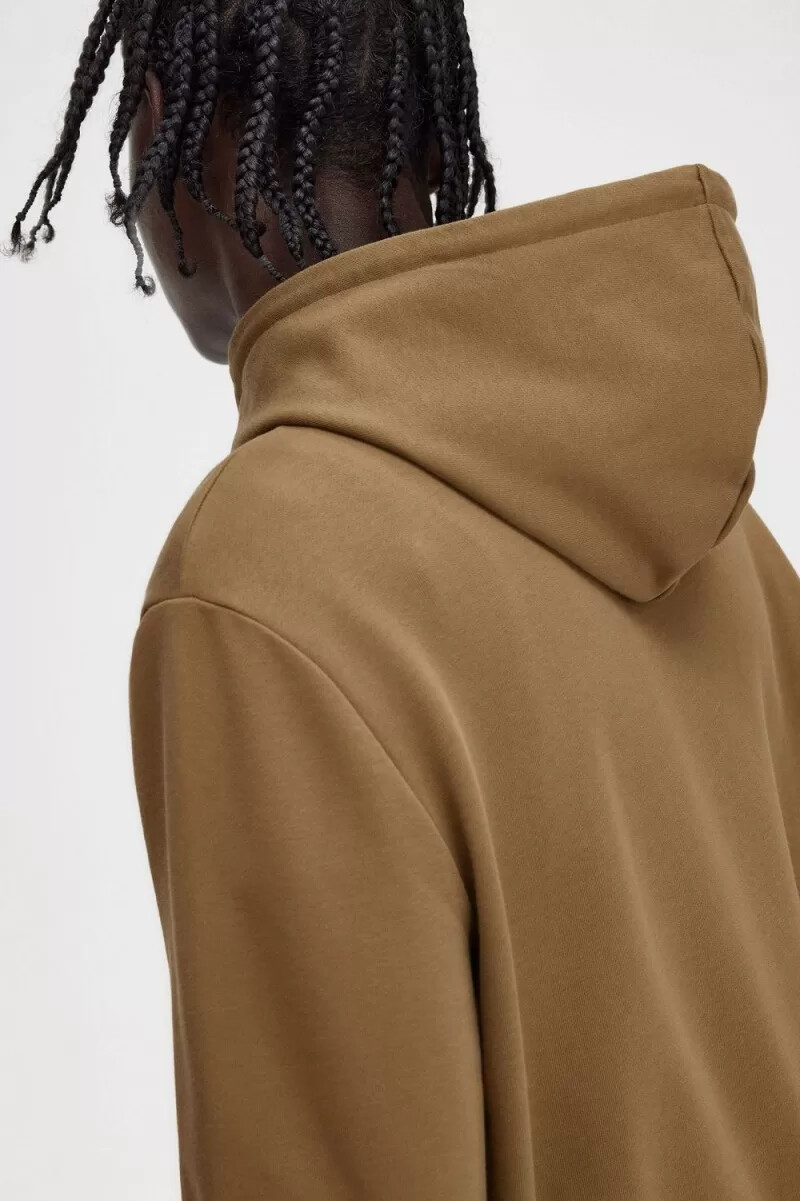 sudadera con capucha y ribete de fred perry para hombre en marrón tabaco quemado