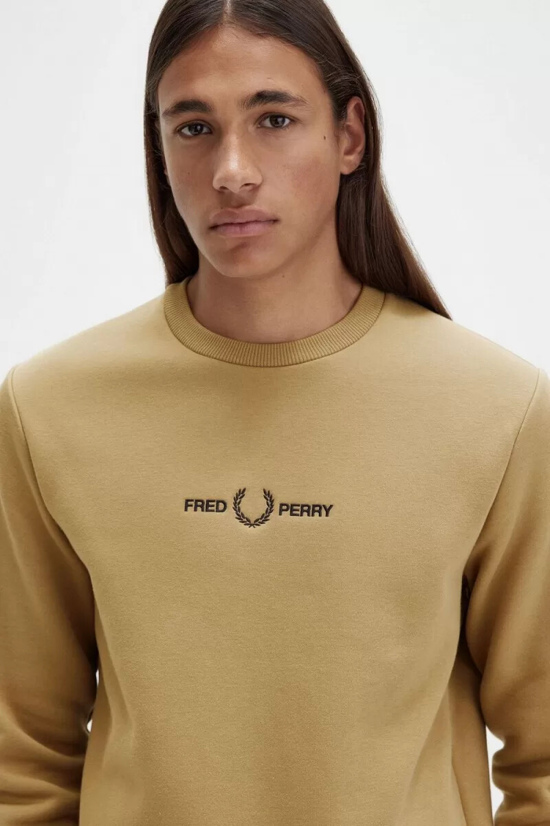 sudadera verde bordada fred perry para hombre