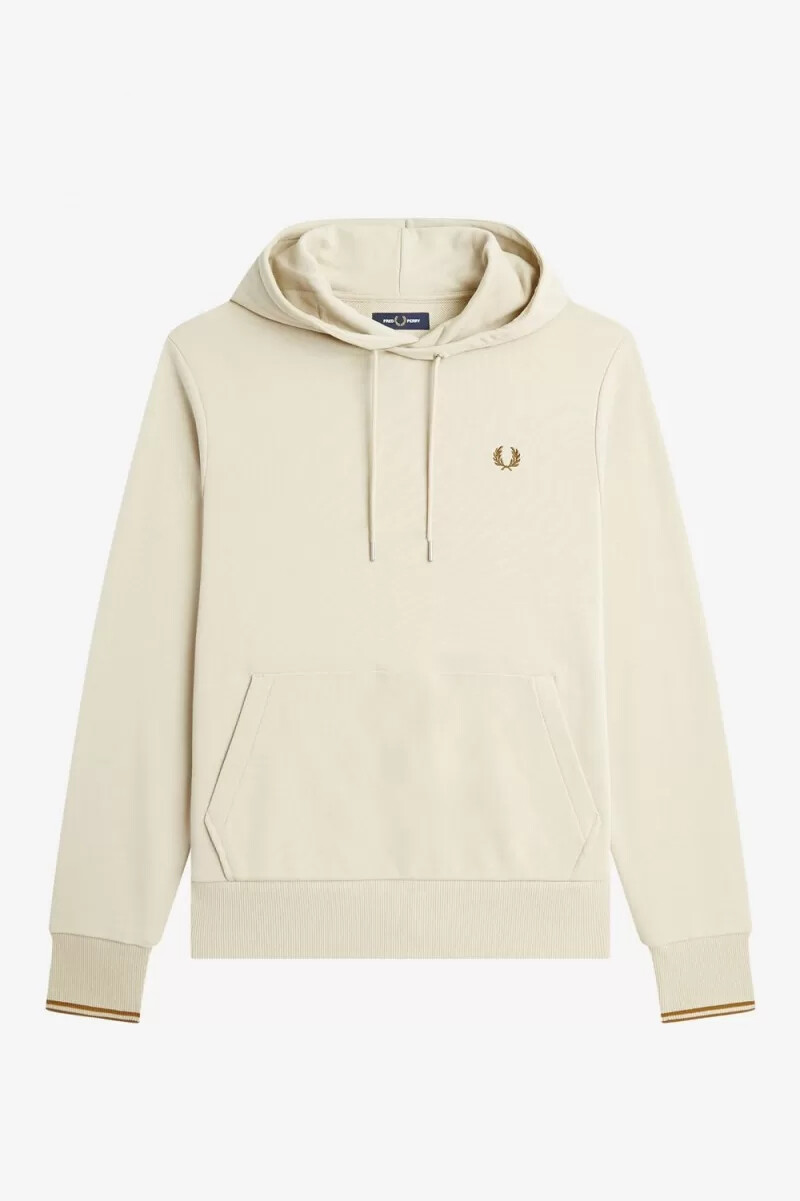sudadera con capucha y ribete de fred perry para hombre en color avena