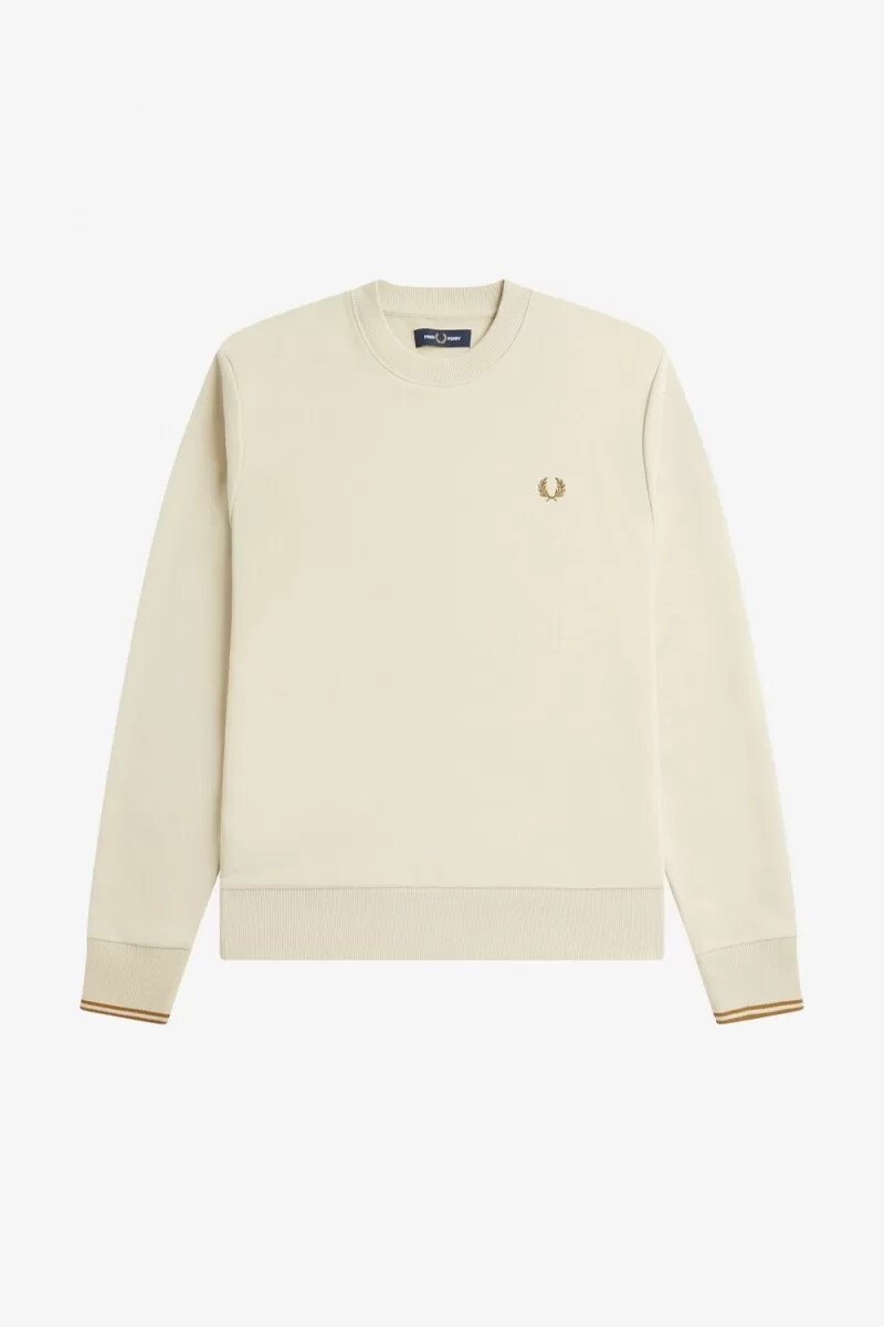 sudadera fred perry con cuello redondo para hombre en color avena