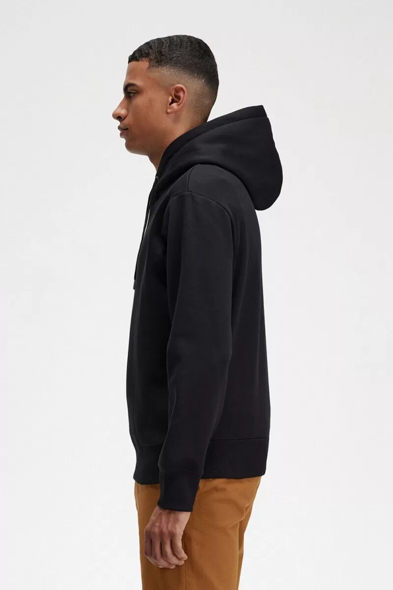 sudadera con capucha bordada fred perry para hombre color negro