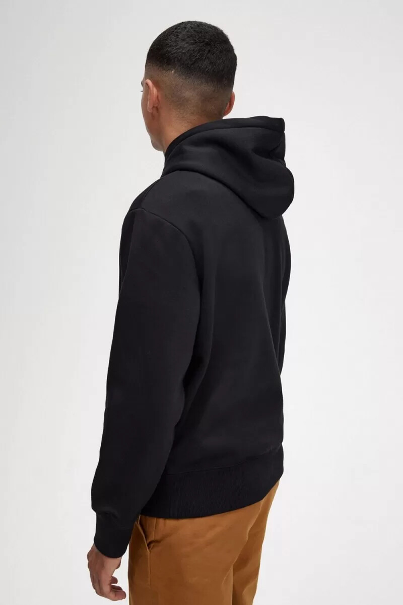 sudadera con capucha bordada fred perry para hombre color negro