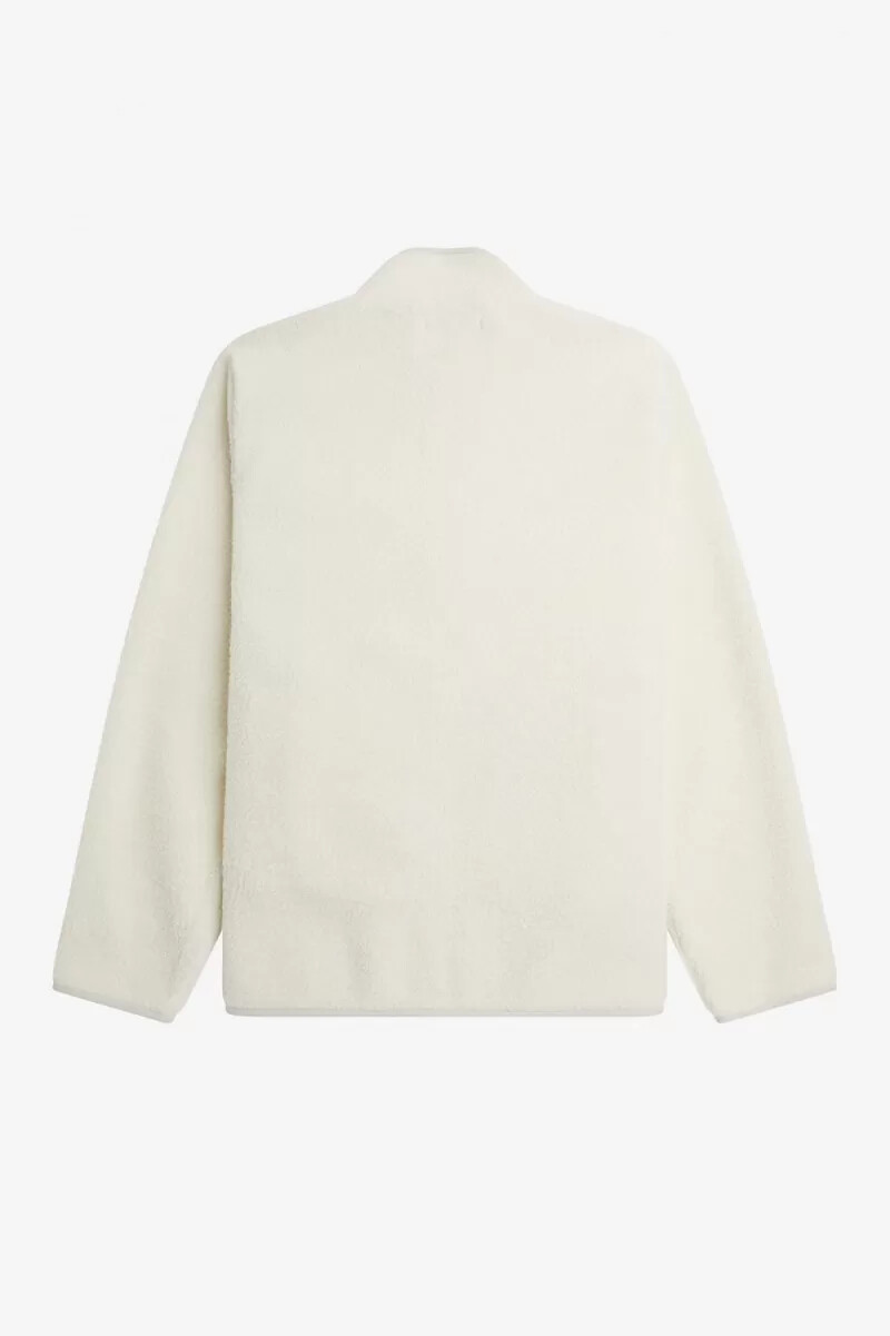 sudadera fred perry con cremallera y forro polar de borrego para hombre en beige