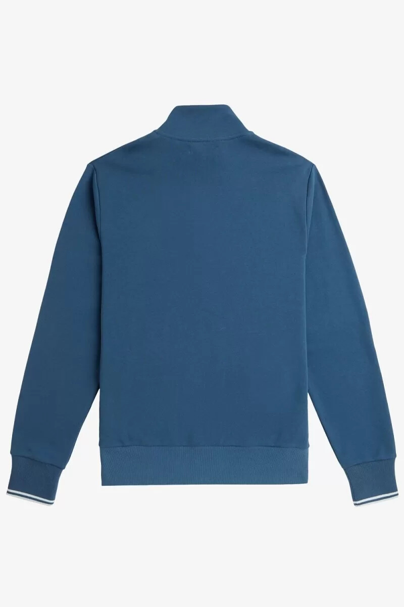 sudadera fred perry con media cremallera para hombre en azul medianoche y aguamarina claro