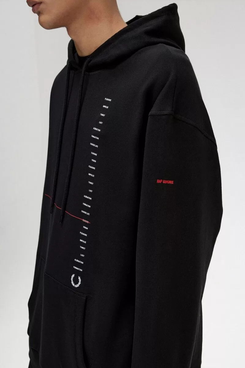 sudadera con capucha estampada de fred perry para hombre color negro