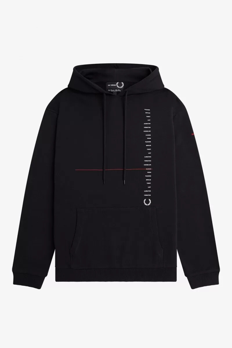 sudadera con capucha estampada de fred perry para hombre color negro