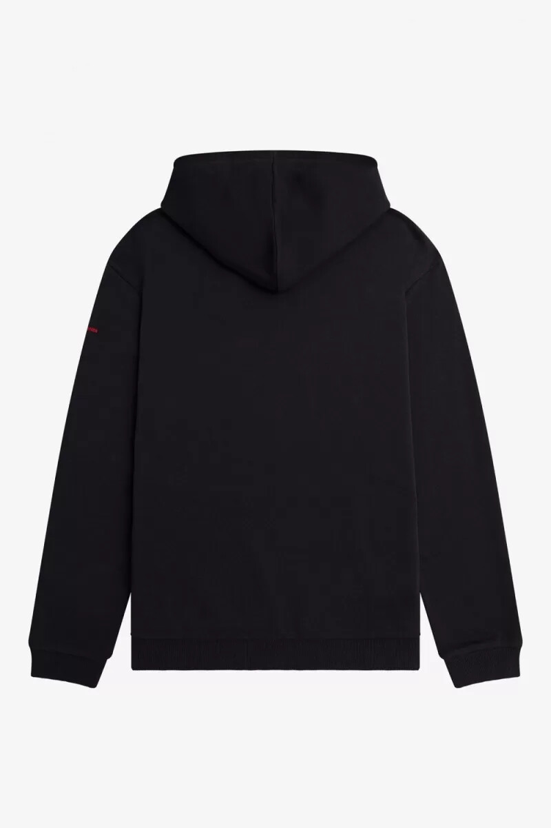 sudadera con capucha estampada de fred perry para hombre color negro