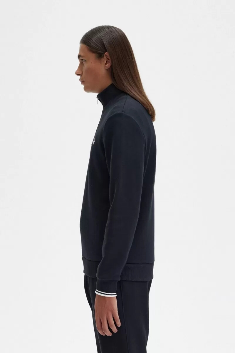 sudadera fred perry con media cremallera para hombre color negro